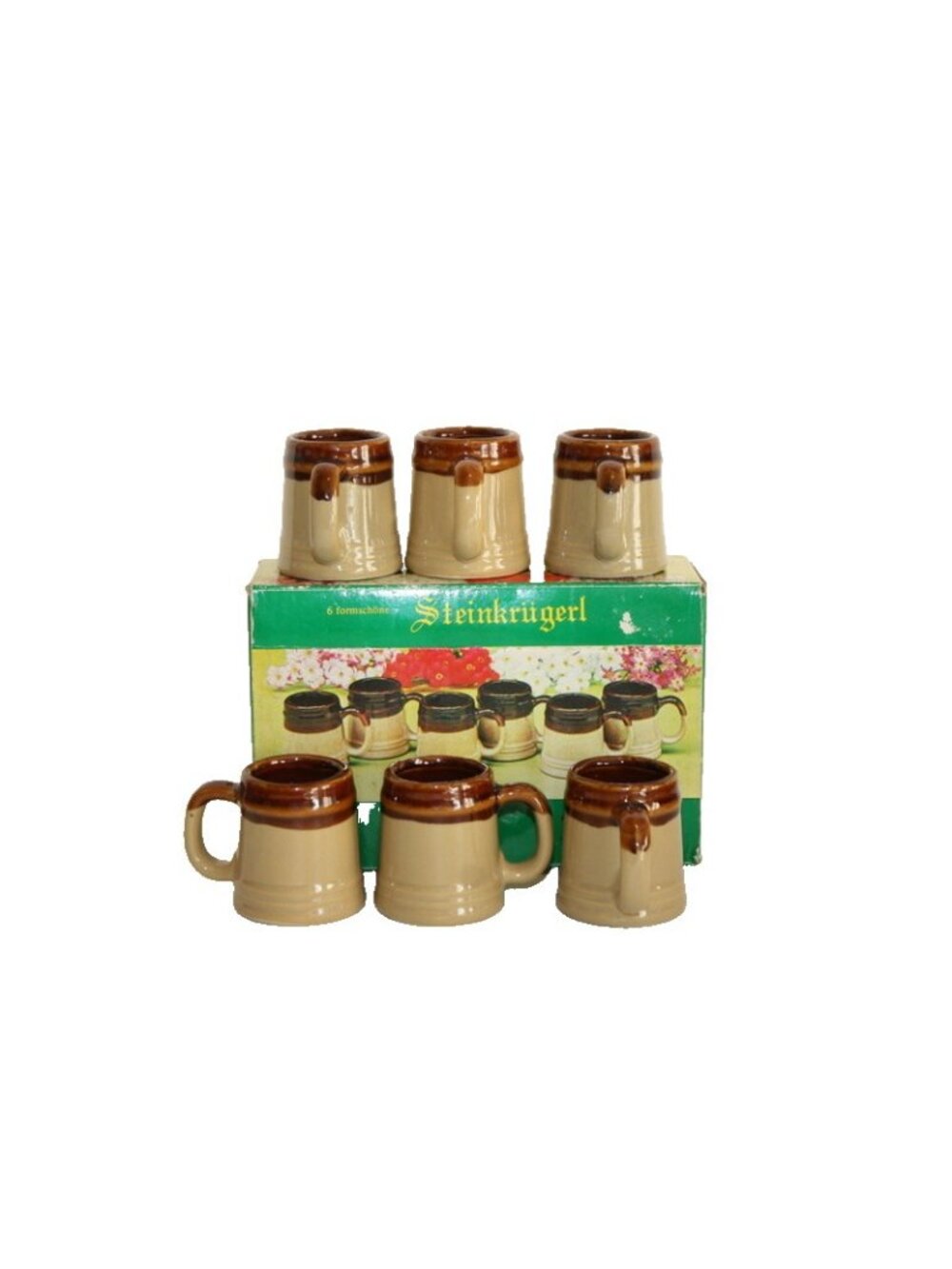 Vintage Mini Western Germany German Beer Steins Mugs Shot Glasses Set of 6